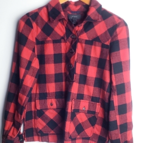 J CREW Buffalo Plaid Pullover Wool Blend Jacket! - Picture 5 of 6